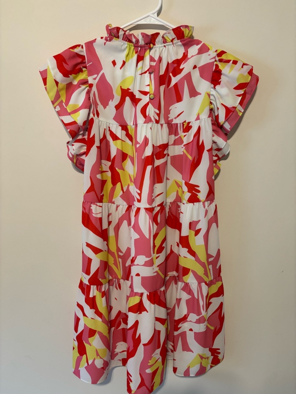 CROSBY by Mollie Burch Pink Floral Tiered Graduation Ruffle Dress Size Small - Picture 8 of 11